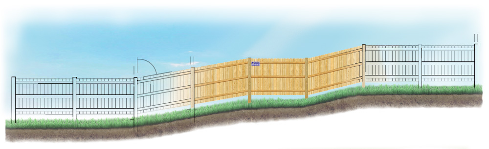 Custom fence design for uneven ground in Birmingham Alabama