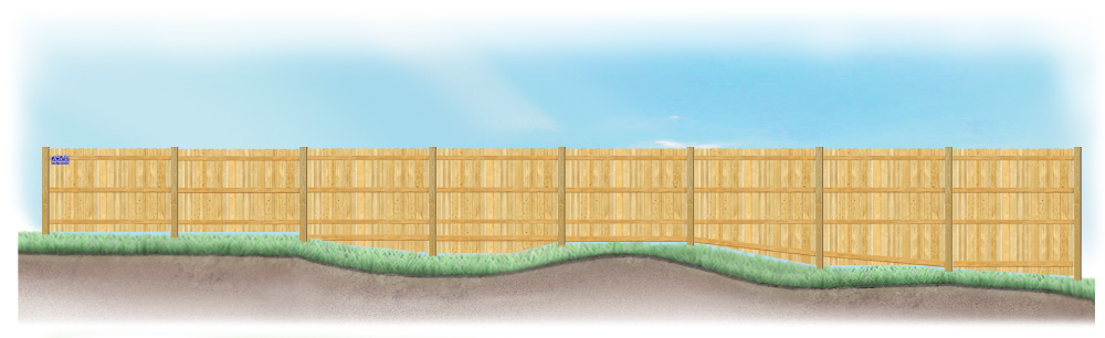 A stepped fence on sloped ground in Birmingham Alabama
